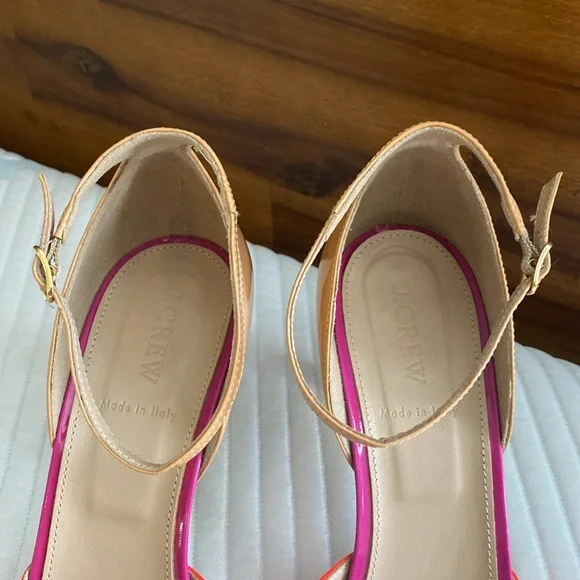 J. Crew Coraline Patent Leather Colorblock Ankle Strap Pumps Heels. Size 10. - Picture 12 of 13